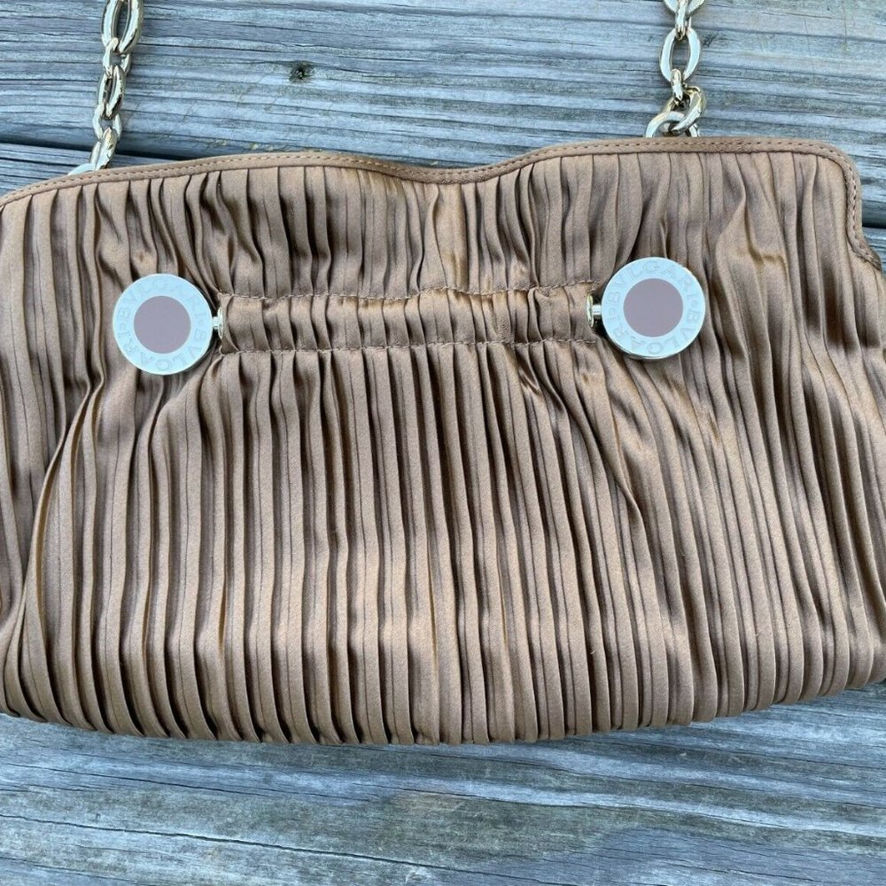 BVLGARI Women Handbag Clutch Brown Bag Gold Tone Hardware Made in Italy - Picture 2 of 12